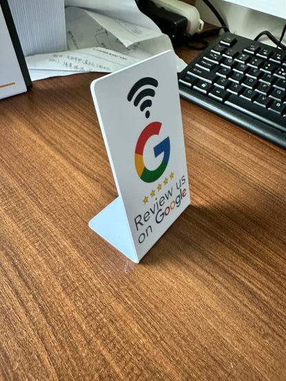 Transform Your Business with NFC 215 Programmable Google Review Acrylic Stickers - Waterproof & Stylish NFC Stand for Customer Feedback