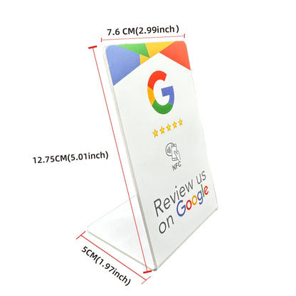 Transform Your Business with NFC 215 Programmable Google Review Acrylic Stickers - Waterproof & Stylish NFC Stand for Customer Feedback