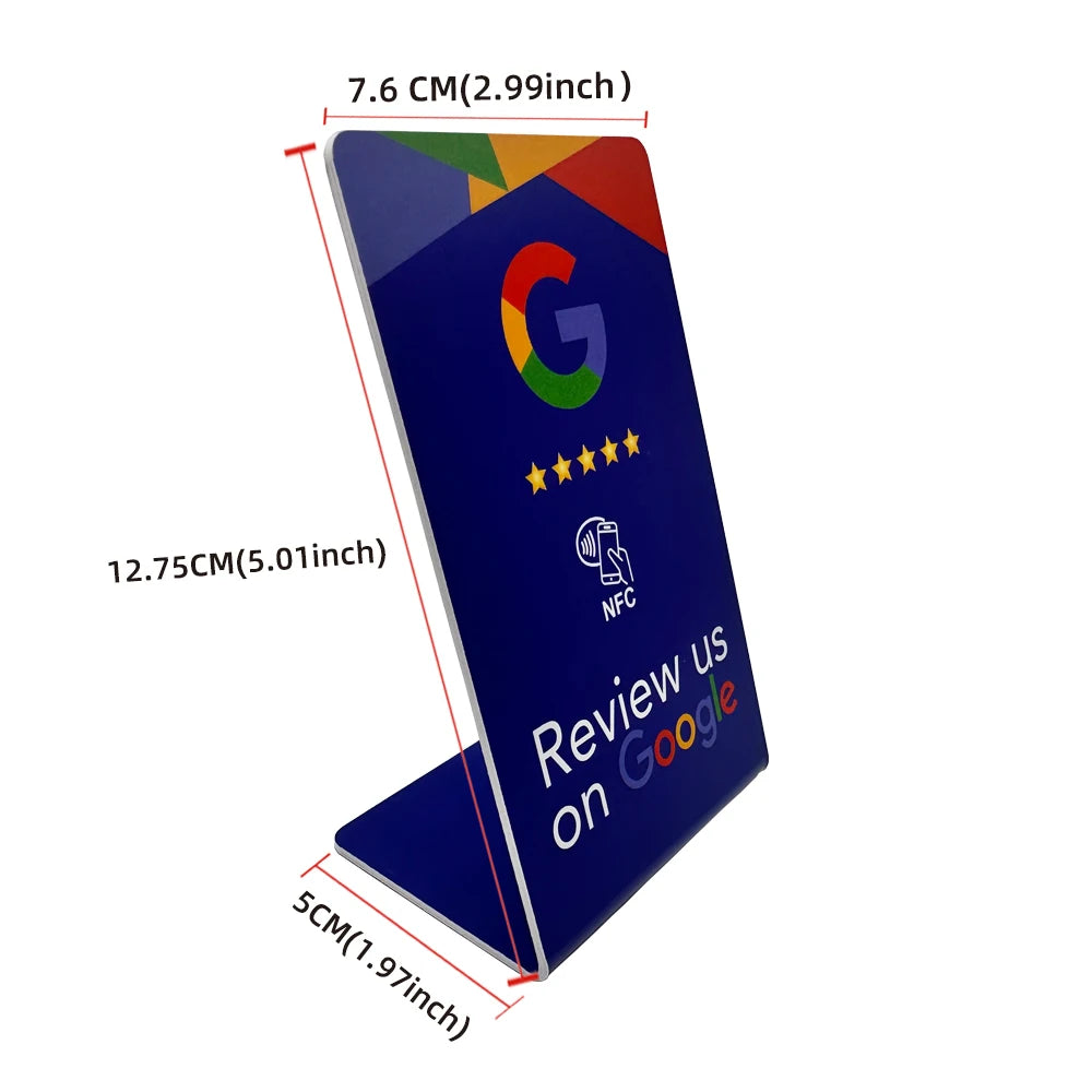 Transform Your Business with NFC 215 Programmable Google Review Acrylic Stickers - Waterproof & Stylish NFC Stand for Customer Feedback