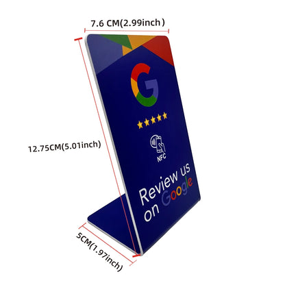 Transform Your Business with NFC 215 Programmable Google Review Acrylic Stickers - Waterproof & Stylish NFC Stand for Customer Feedback