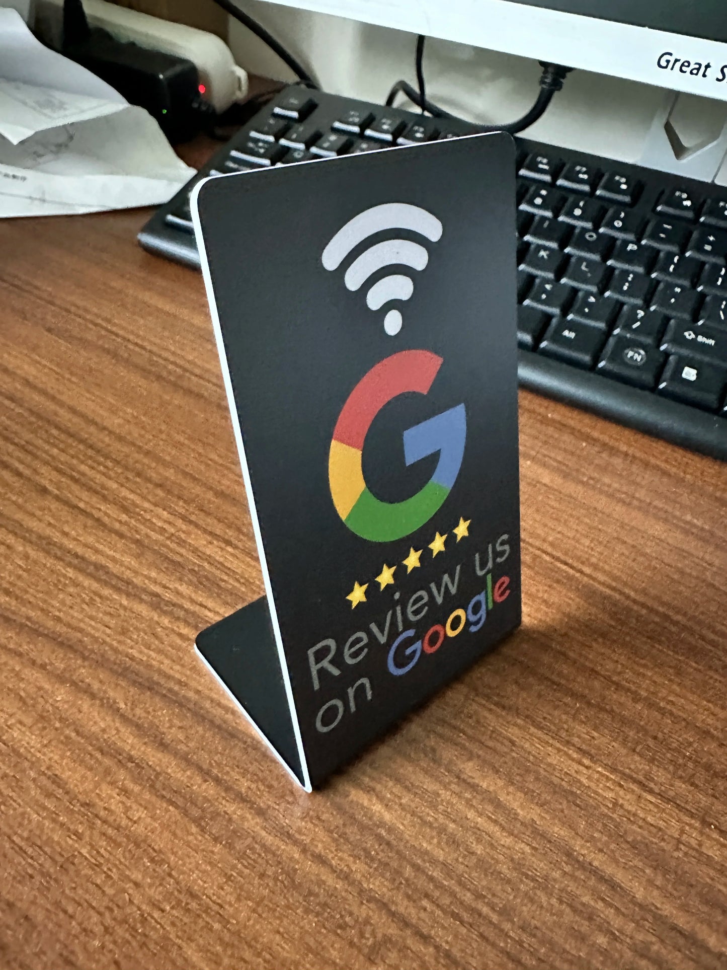 Transform Your Business with NFC 215 Programmable Google Review Acrylic Stickers - Waterproof & Stylish NFC Stand for Customer Feedback