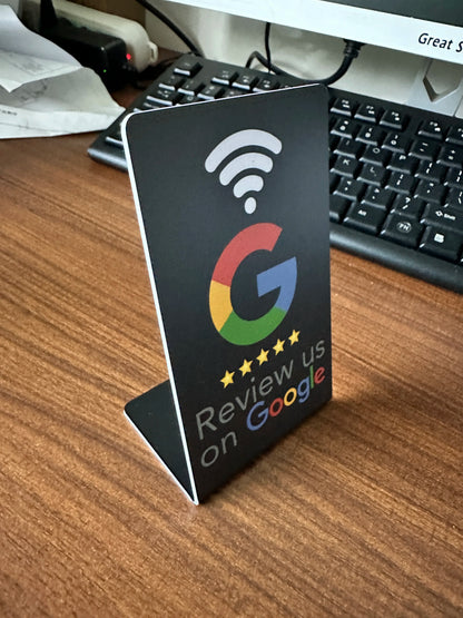 Transform Your Business with NFC 215 Programmable Google Review Acrylic Stickers - Waterproof & Stylish NFC Stand for Customer Feedback