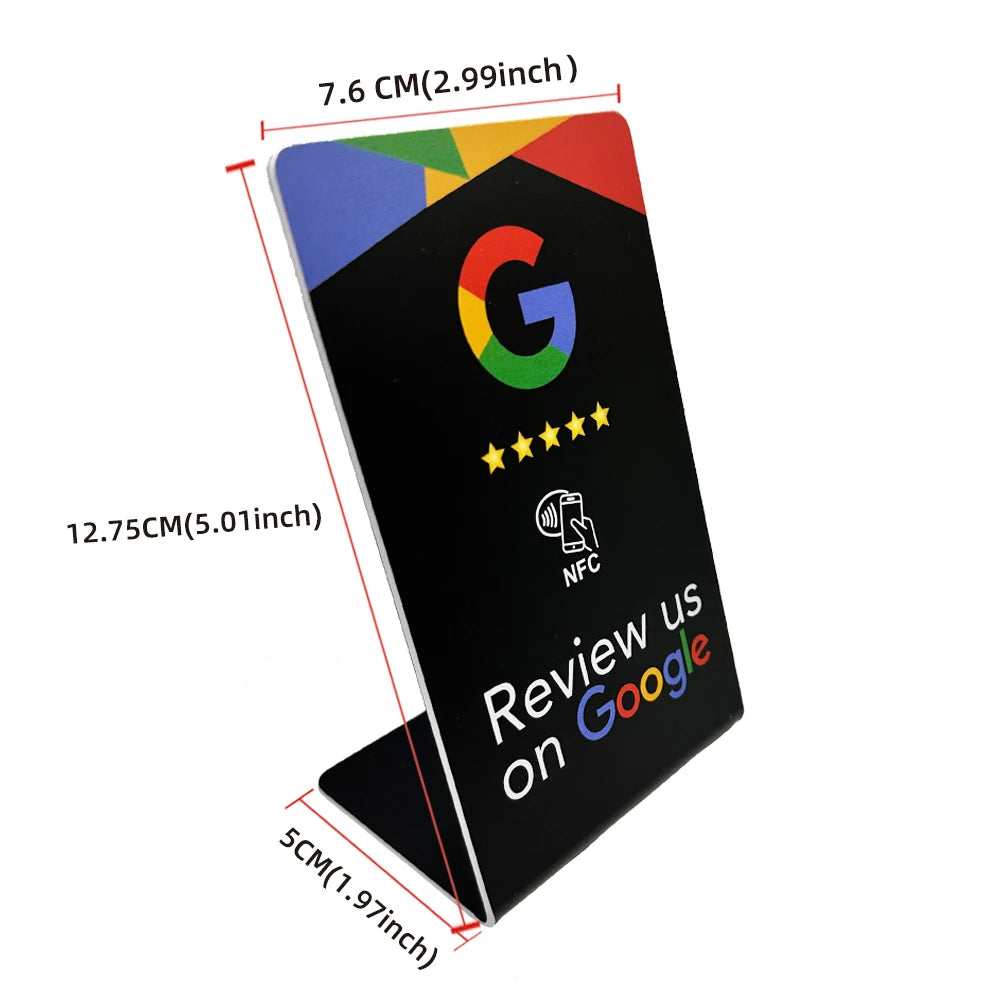 Transform Your Business with NFC 215 Programmable Google Review Acrylic Stickers - Waterproof & Stylish NFC Stand for Customer Feedback