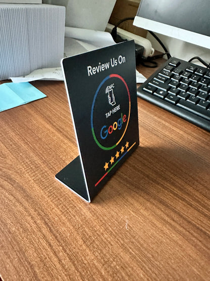 Transform Your Business with NFC 215 Programmable Google Review Acrylic Stickers - Waterproof & Stylish NFC Stand for Customer Feedback